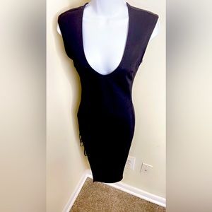 Black V-neck cut dress